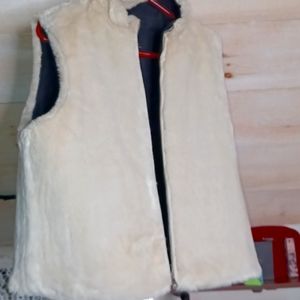 NWOT- Vintage J.Crew Reversible Fur Vest- Medium- Black and Cream